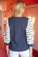 Navy Diamond Knit Top