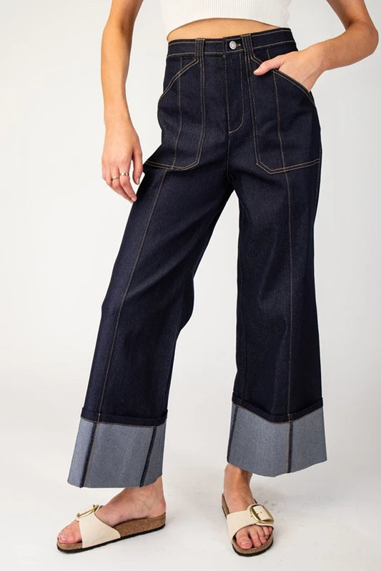 Cuff Denim Pants