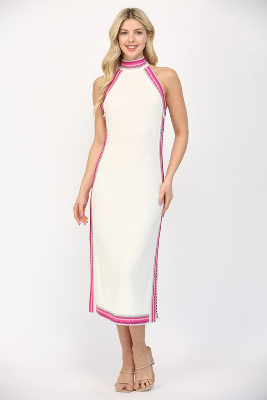 Sleeveless Halter Sweater Dress