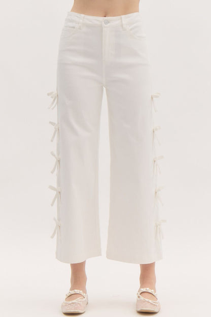 White Denim Bow Jeans