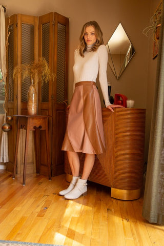 Faux Leather Midi Skirt