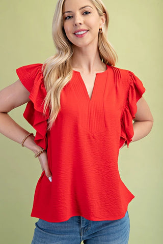 Red Whisper Ruffle Blouse