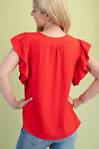 Red Whisper Ruffle Blouse