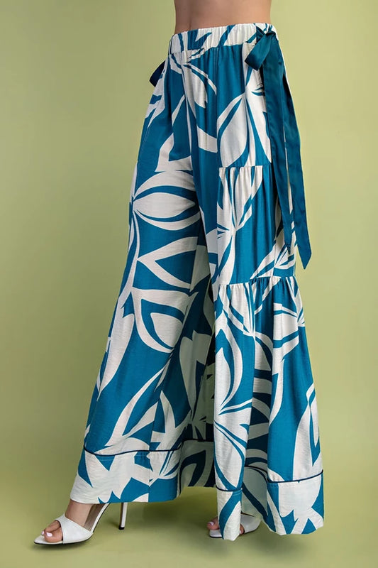 Turquoise Tropic Palazzo Pants