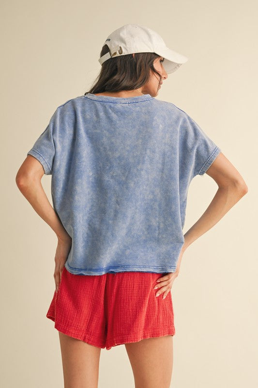Mineral Wash Star Patch Top