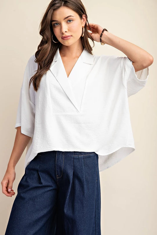 Coastal Ease Collared Top