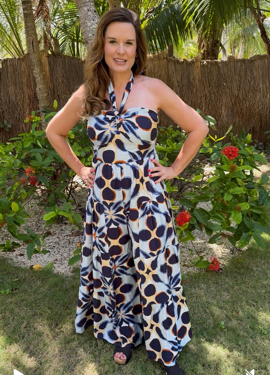 Blue Mirage Halter Jumpsuit